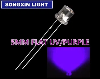 1000pcs 5mm Transparent UV Lumina Violet Plat Top 5 mm Ultra Luminos, cu Unghi Larg de Ultraviolete 395nm - 400nm Light-Emitting Diode LED