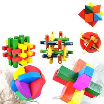 10BUC/MULT mai Multe Culori Lemn Jucarii Puzzle Clasic IQ-ul 3D din Lemn de Centralizare Burr Puzzle-uri Mintea Teaser Creier Joc Jucărie Adulți Copii