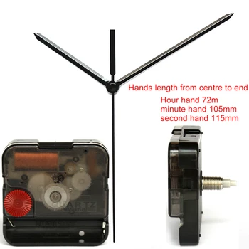 12888 11mm lungime șurub Accesoriu Ceas Cuarț Circulație Plastic Matura Mișcarea Cu Negru Mâinile Ceas 92# DIY Kituri de Ceas