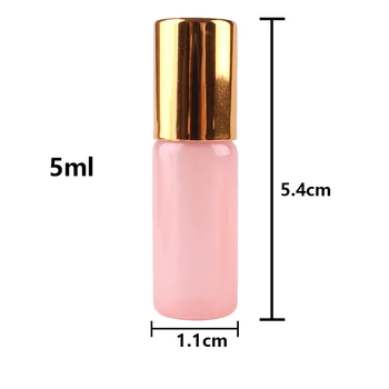 12pcs 5ml Roz ulei Esențial de perle de Sticlă acoperită cu Rola pe Sticle cu Oțel Inoxidabil Roller Ball pentru aromoterapie parfum