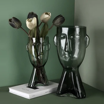 1buc Nordic Fata 3D Transparent Hidroponice Vaza de Sticla Living Decor Modern Vaza de Flori Mini Terariu Decor Acasă