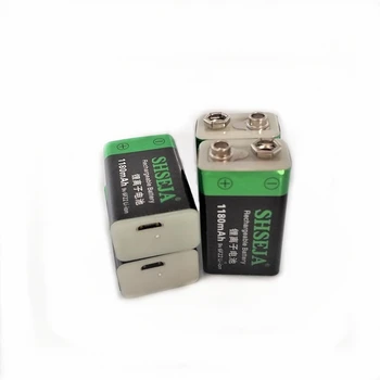 2 buc/lot 9V 1180mAh USB acumulator litiu-ion baterie 6F22 baterie reîncărcabilă detector de jucărie baterie reîncărcabilă transport gratuit