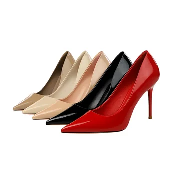 2020 Nouă Primăvară Femei Pompe de 9.5 cm Toc Înalt, Subțire Subliniat Toe Superficial Sexy Birou Doamnelor Pantofi de dama Red Femeie Tocuri inalte Pompe