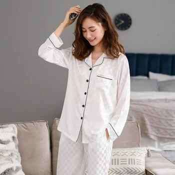 2020 toamna noua Femeilor set de pijama de mătase pijamale pentru femei mătase cămașă de noapte 2-bucata set pijamale uzura acasă