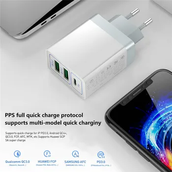 30W Incarcator USB 3-Port QC3.0 Quick Charge 3.0 Tip C PD Încărcător pentru iPhone 12 Mini Pro Max 11 Repede Încărcător de Perete pentru Samsung s10