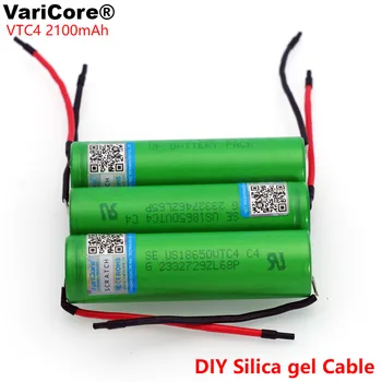 3pcs VariCore Nou Original 3.6 V 18650 US18650VTC4 VTC4 2100mAh 20A 30A baterie Reincarcabila de descărcare de gestiune + DIY gel de Siliciu cablu