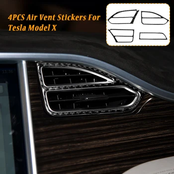 4buc Fibra de Carbon de Protecție Accesorii Styling Decorative Durabil Auto Air Vent Autocolant Interioare Auto Capac Pentru Tesla Model X