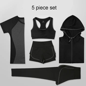 5 buc Femeile Yoga Set de sex feminin Sportwear Haine de Sport Subțire Respirabil de Fitness în aer liber Trening Antrenament Yoga Potrivi Tinuta Sport