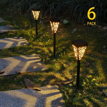 6pcs Alb Cald Alimentate Solar, Grădină Lumini Led-uri Gazon Lampa Decorativa Lumina de Peisaj în aer liber rezistent la apa pentru Gradina, Curte, Terasa