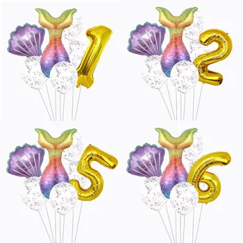7Pcs/set Mermaid Partidul Număr de Baloane Decor Sirena la Petrecerea de Ziua Decoratiuni Baloane pentru Copii