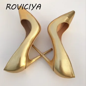 Aur Femeie Pantofi pentru Femei Pompe Subliniat Toe 12cm cu Toc Stiletto Clasic Pompe Pompe de Pantofi de Bal YG018 ROVICIYA