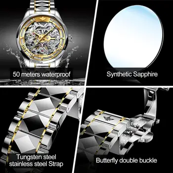 Brand De Lux Pentru Bărbați Ceasuri Automate Impermeabil Afaceri Sport Mecanice Ceas Pentru Om Schelet Relogio Masculino Auto Vânt