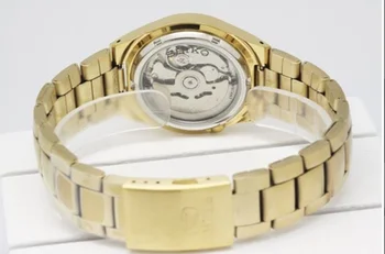 Bărbați automat ceas Seiko 5 SNK610K1 cadran auriu curea din otel automată bărbați ceas cadran auriu bratara otel inoxidabil