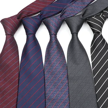 Bărbați Moda Cravata Clasic cu Benzi Gri Bleumarin Cravate de Nuntă Jacquard Țesute Cravate Barbati Solid de zi cu Zi Accesorii Gât Cravată