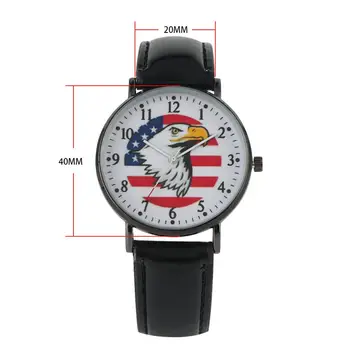 Bărbați Speciale de Cuarț Analog Ceas de Moda din Piele Trupa Ceasuri Rafinate Steagul American Alb, Vulturul de Mare Model Dial Ceas de mână