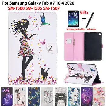 Caz Pentru Samsung Galaxy Tab A7 10.4 2020 Acoperi T500 SM-T500 SM-T505 SM-T507 Funda Tableta Fata de Moda Cat Flip Shell Capa +Cadou