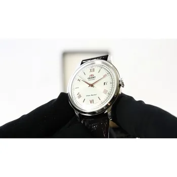 Ceas Automatic om Orient Bambino FAC00008W curea din piele automată bărbați ' s ceas din piele trupa cadran alb
