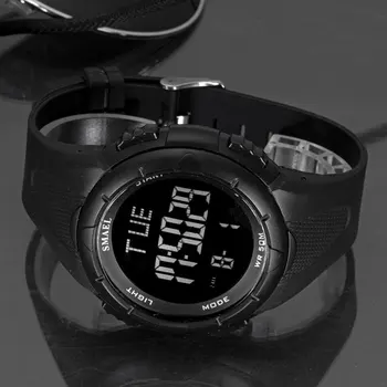 Ceas Digital Bărbați SMAEL 50M rezistent la apa Ceasuri Led Ceas Deșteptător Negru Bratara Cronometru 1016 Ceas Sport Digital Ceasuri Pentru Barbati