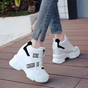 CHAMSGEND Platforma Pantofi Femei Cizme de Primăvară Sport Ultra-light Înălțime Creșterea Boot WomanThick cu Talpi Dantela-up Pantofi cu toc Înalt