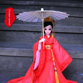 Chineză Stil de Costum de 30cm Păpușă Jucărie Ulei Umbrelă de Hârtie Cupru Oglindă Piersic Fan Palatul Felinar Decorativ elemente de Recuzită ZL971