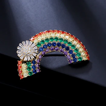 De lux Colorate Zircon Cristal Curcubeu Broșe pentru Femei Cupru Micro-Pavaj Moda Broșă Pin Badge Accesorii Rochie Brosa