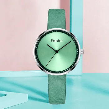 Fantor Brand de Lux Minimalist Ceas pentru Femei de Apelare Verde din Piele Doamnelor Elegante Femei Cuarț Ceasuri montre femme
