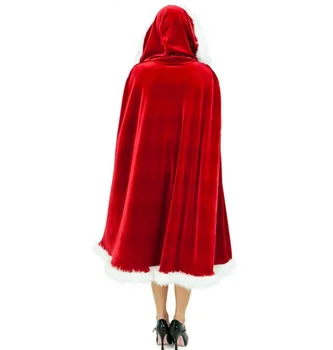 Femei Fata De Blană De Crăciun Moș Crăciun Cape Crăciun Costum Adult Roșie De Mireasă Doamnelor Rochie Fancy Cald Iarna Cu Gluga Mantie De Catifea