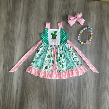 Fete pentru copii haine fete vara twirl dress fată cactus rochie de rochie de Printesa cu accesorii