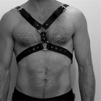 Fetish Barbati din Piele Ham Piept Curele Reglabile BDSM Corpul Robie Cușcă Gay Ham Curea Erotic Rave Costume pentru Adulți de Sex