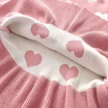 Fetita e Toamna Rochie Mini Rochie de Lână Pulover Tricotat cu Inima Imprimat Dantela Fusta Scurta Pulover Copii 1-5 Ani