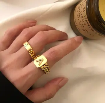 Franceză blogger 26 de litere set stras inel deschis design curea de nișă joker inel chic accesorii