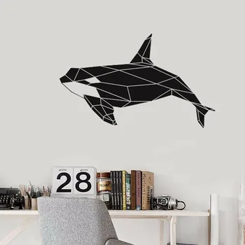 Geometrice Ucigaș Balena Orca Perete Decal Animale De Mare Arta Autocolante De Vinil Birou Săli De Clasă Dormitor Copii Baie Decor Acasă S850