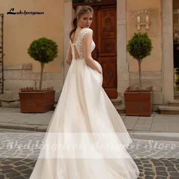 Lakshmigown Tul O Linie Rochie de Mireasa 2021 robe de mariee Scoop Gât Personalizate Dantelă Rochie de Mireasa pentru Mireasa vestido de novia