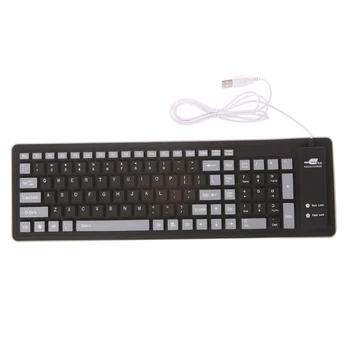Livrare gratuita Silicon Pliere Tastatură Tastatură Pliabil rezistent la apa USB Tastatura cu Fir 103 Taste din Silicon Moale Tastatura