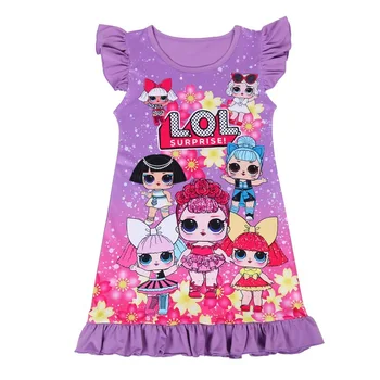 LOL Fete Printesa rochie vrac Maneca scurta camasi de Noapte Fata de vara, Pijamale Copii, Pijamale drăguț Cămașă de noapte Îmbrăcăminte pentru Copii
