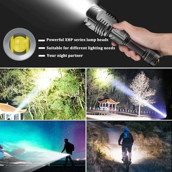 Mai Puternic XHP90 Lanterna LED-uri Lanterna Tactice Digitale fără Trepte Reglaj Putere de Afișare USB Reîncărcabilă Zoom Iluminat Exterior