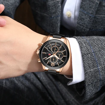 MINI FOCUS Afaceri Bărbați Ceasuri de Lux, Negru, din Oțel Inoxidabil Cuarț Ceas de Brand de Top Ceas de mână, Bărbat Ceas Relogios Masculino 0237