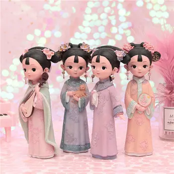 Minunat Curtea Stil Prințesă Chineză Păpuși Rășină Acasă Decor Ornamente de dimensiuni Mici Cadouri pentru Fete Ziua de nastere Prezent ZL261