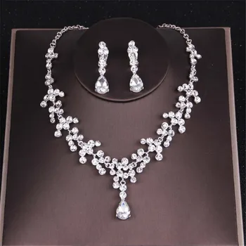 Mireasa Seturi de Bijuterii pentru Femei de Nunta Colier Cercei seturi stras de cristal Coliere Cercei Set bijuterii de sex feminin