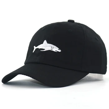 Moda bumbac spălate rechin broderie șapcă de baseball strapback reglabil hip hop tata pălărie bărbați femei curbe pălării sport