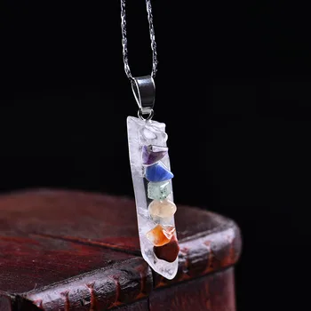 Moda colorat cristal natural de energie iubesc prietenia 7 chakra piatră de vindecare minerale moda bijuterii cadou pandantiv colier