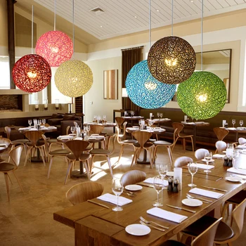 Modern Nordic colorate agățat lumini E27 cu LED-uri colorate minge creative pandantiv lămpi pentru camera de zi dormitor restaurant hotel