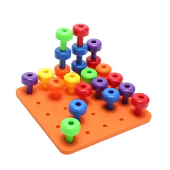 Montessori Manual Creierului Dezvoltarea Inteligenței Bloc Jucării DIY Tuddler Viu Colorate care pot fi Stivuite Cuie Și placă de Cuier