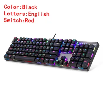 Motospeed CK104 de Jocuri Mecanice Tastatură rusă, engleză Comutator Roșu Albastru Metal cu Fir Iluminat din spate cu LED RGB Anti-Ghosting pentru joc