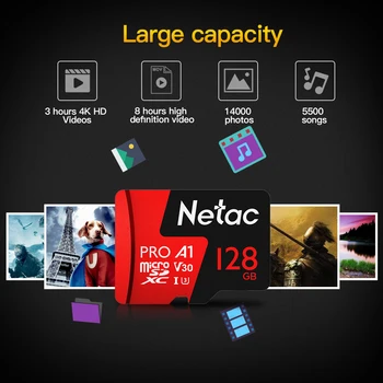 Netac P500 Pro 64GB Micro SD Card de 128GB TF Card U3 V30 Calculator placa Video de Până la 100MB/s 256GB Card de Memorie Pentru Smartphone Drone