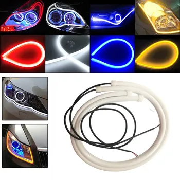 Noi 2 buc 45cm/60cm Flexibil Masina Tub Moale de Bandă LED Light Angel Eye DRL lumini de Zi Faruri Masina Lampă de 5 Culori