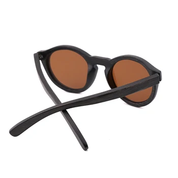 Noi pur manual de bambus cadru negru fără nas ochelari retro moda rotund bărbați și femei ochelari de soare TAC ochelari de Soare