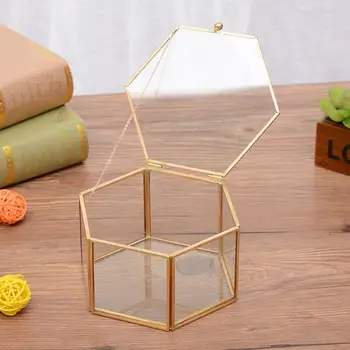 Nordic Breloc Cutie Hexagonală De Sticlă Transparentă Ring Inel De Nunta Cutie Veșnică Floare Capac De Sticlă Inovatoare Decor Acasă
