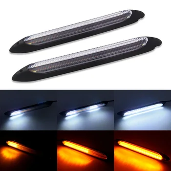 Noua Masina de Stil Flexibil Alb/Ambră Zi cu LED-uri Benzi de Lumină de Semnalizare Curge Picături de Apă de Direcție DRL Faruri Bara
