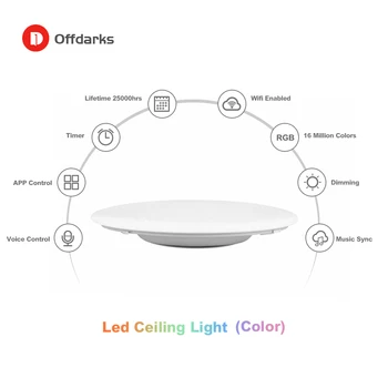 OFFDARKS Inteligente Moderne, CONDUSE de Plafon Lumina RGB 48W/60W Reglaj de Culoare wifi control vocal pentru camera de zi dormitor bucatarie tavan lam
